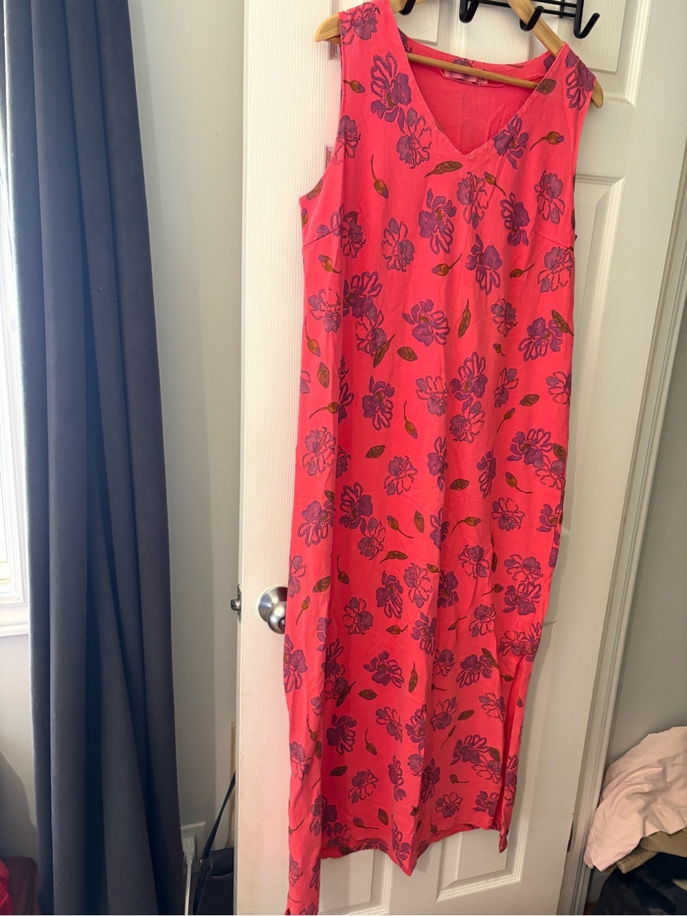 Fresh Produce vintage dress XL sleeveless pink floral print cotton